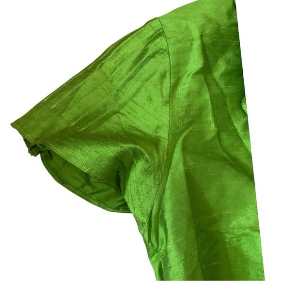 Sara Campbell size 6 small silk Green Ruffle Wrap Top 90s - Picture 5 of 10